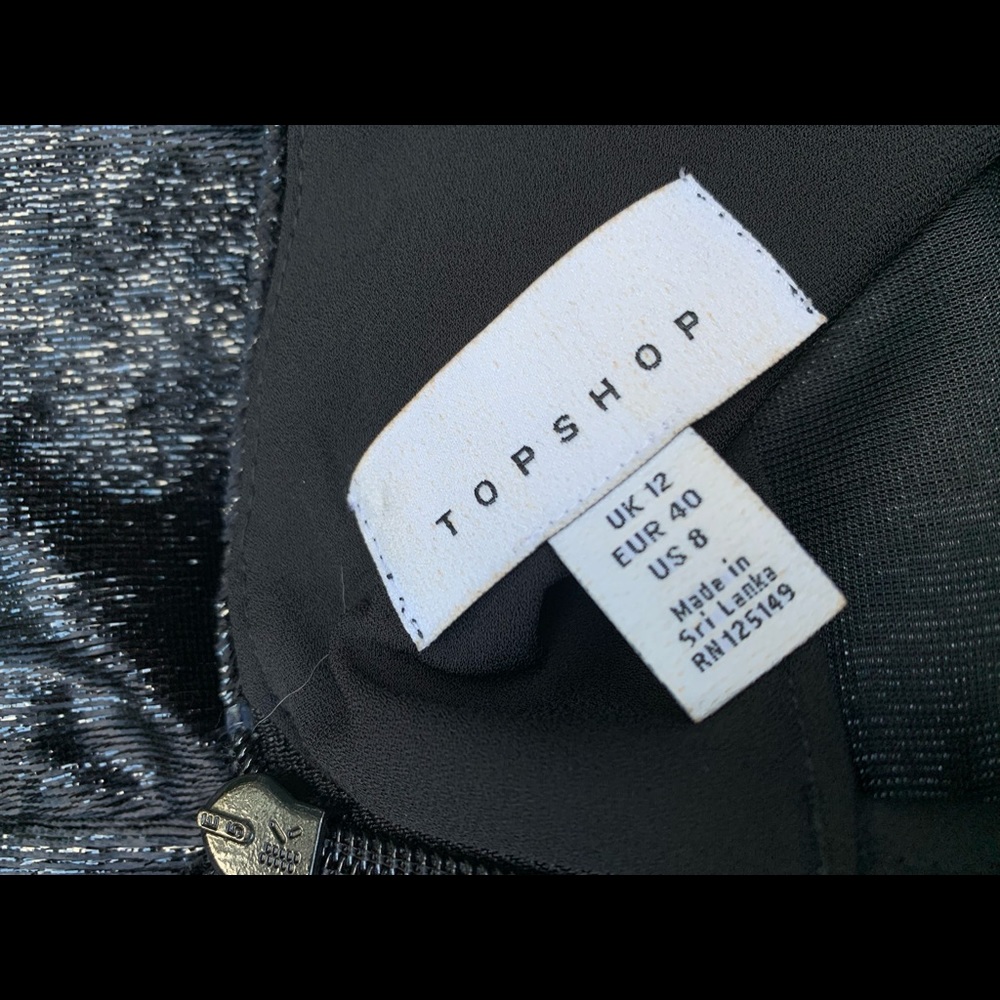 Topshop NWT!! Black Glitter Velvet Slip Dress US8 - Picture 6 of 6